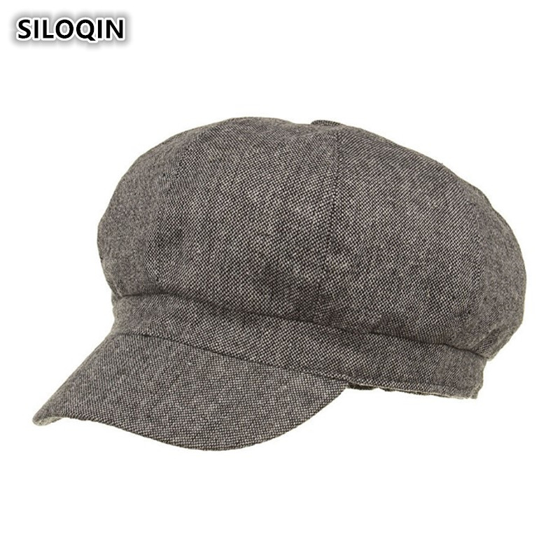 SILOQIN Women's Cap Style Cotton Cloth Newsboy Caps Mujer Gorras Planas Simple Octagonal Hat Brands Sombrero Flat Cap