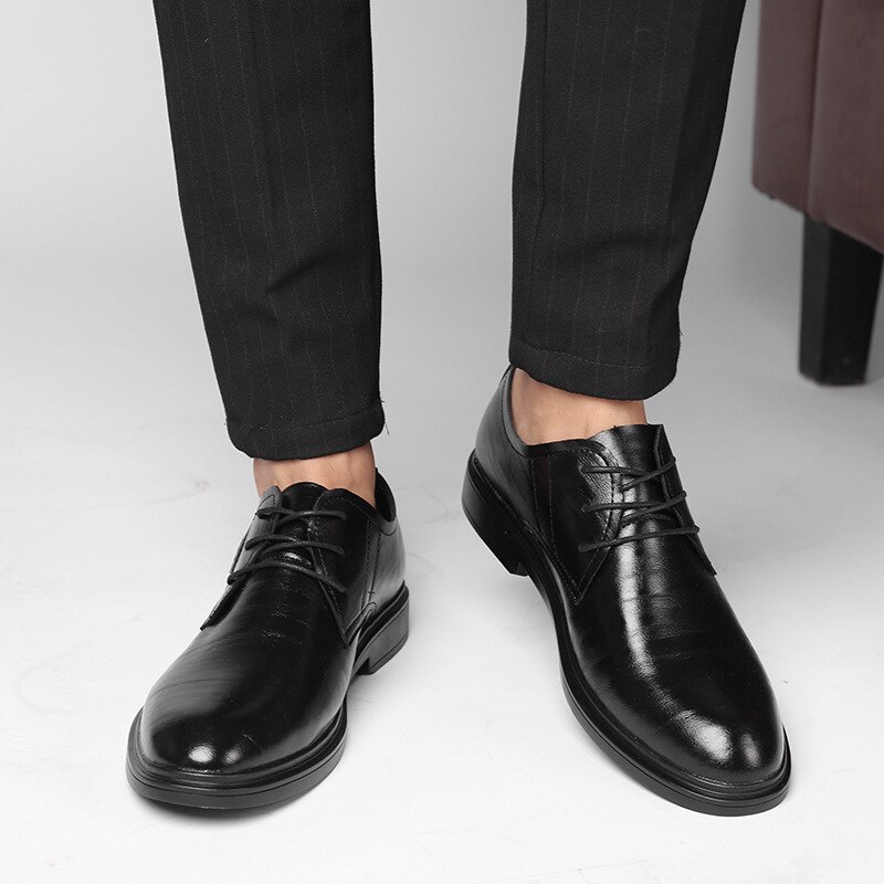 Men Formal Shoes Leather Business Casual Shoes Men Dress Office Round Toe Shoes Male Breathable Oxfords