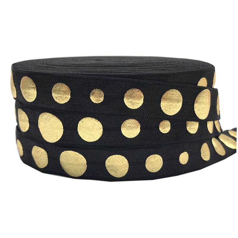 10 meter 16mm gouden zilveren larce polka dot print vouw elastiek voor webbing naaifeestdecoratie