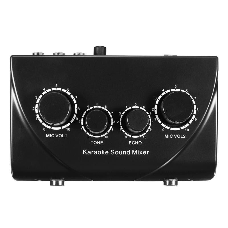 Karaoke Sound Mixer Audio System Dual Mic Input Portable Mini Digital Karaoke Machine Mixer For Family KTV