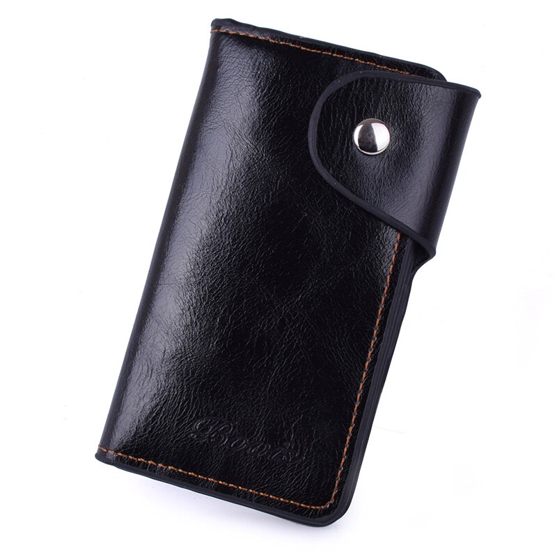 Leer Hasp Autosleutel Houder Case Wallet Met 6 Sleutel Haken Mannen Vrouwen Portemonnee Met Credit Card Houder Organizer Pull-Stijl Sleutelhanger: black