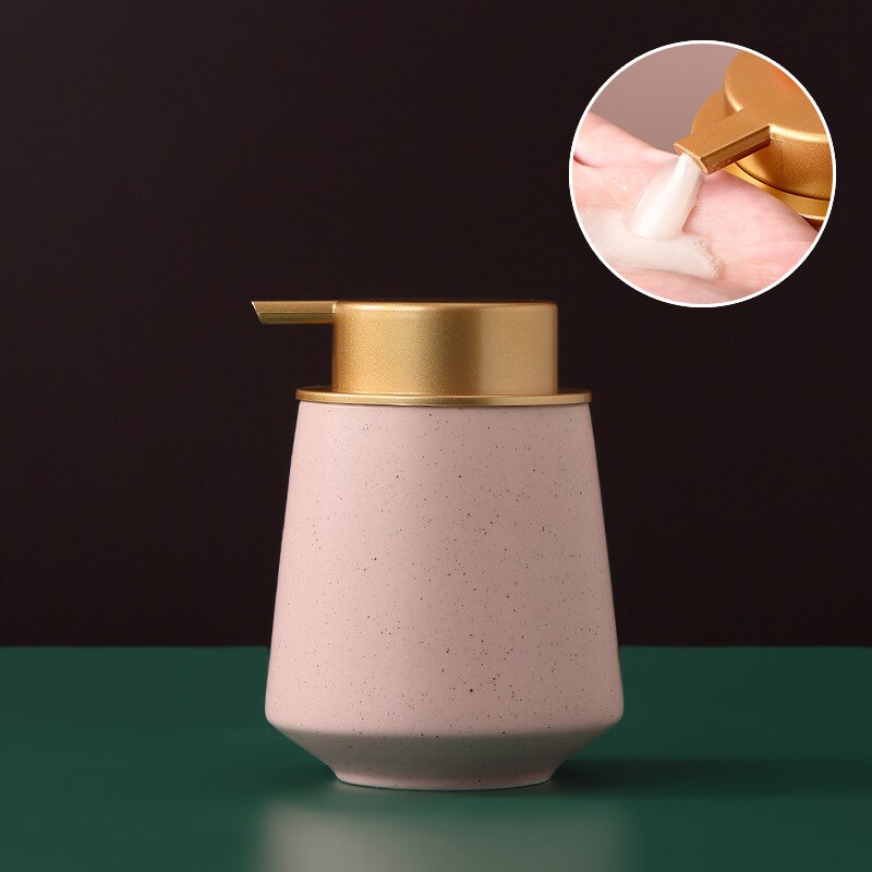 Ceramic Liquid Soap Dispenser Bottles Shower Gel Shampoo Bottle Hand Sanitzer Dispenser Bathroom Accessories Set: Pink