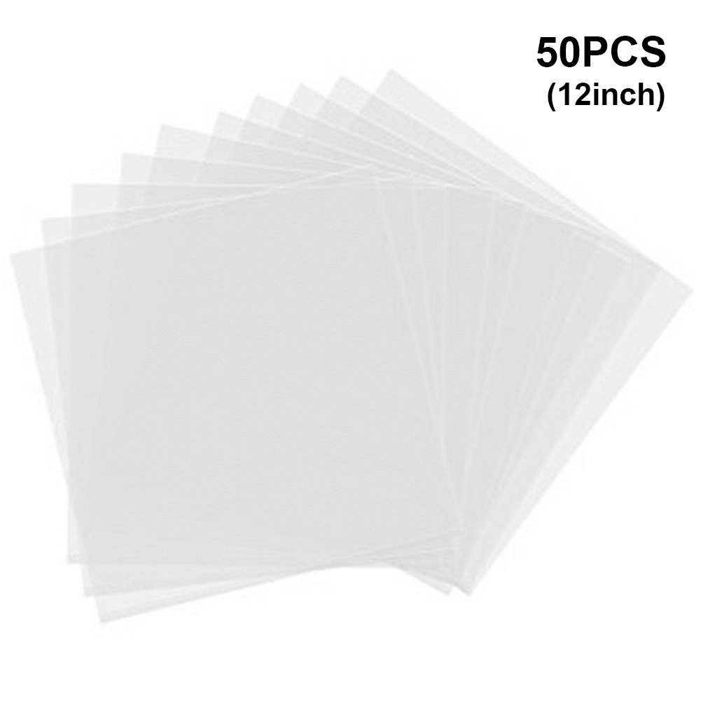50 stück vinyl-schallplatten-aufbewahrungstaschen, flache taschen, außenhüllen ohne verschluss, runde schutzhülle, durchsichtiger, verdickter behälter: Default Title