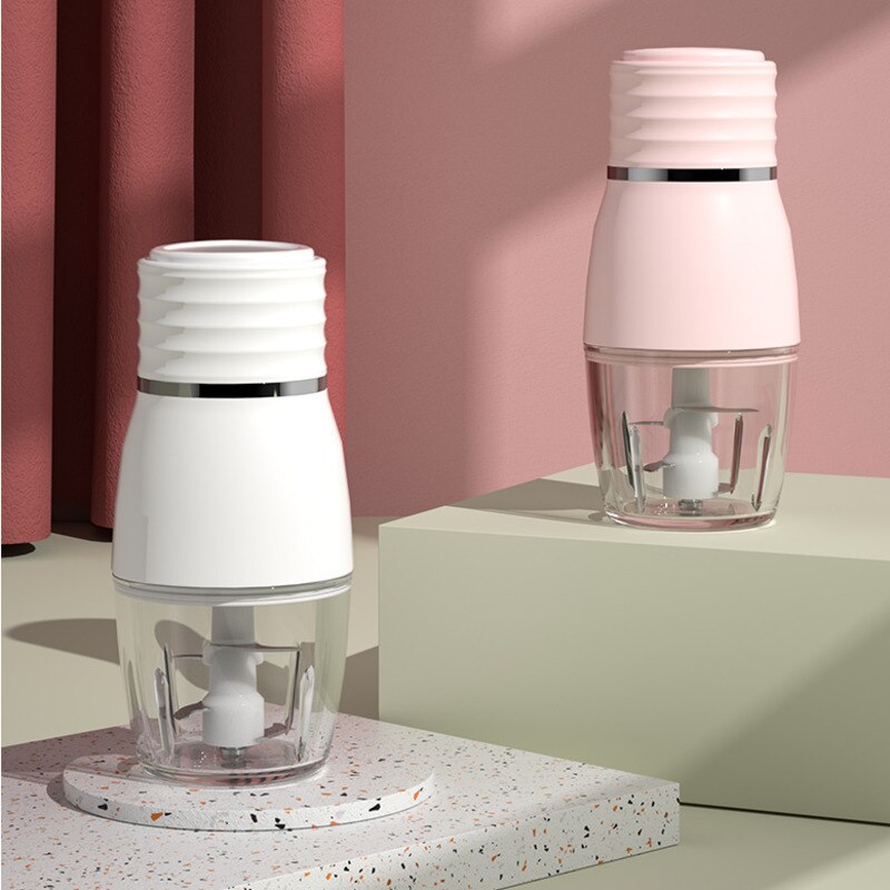 Schattig uiterlijk mini elektrische knoflookmixer verdikt glasmateriaal klein geplette knoflook artefact één klik druk start geplet