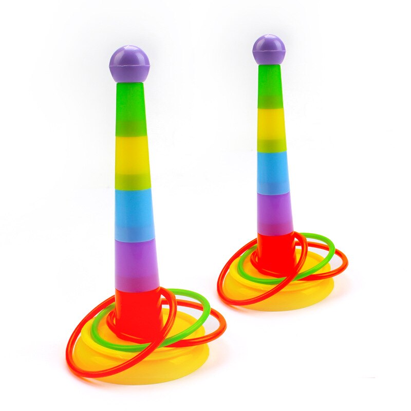Stalle maternelle activités de plein air jouet Parent et enfant coloré jouet virole tour lancer cercle arc-en-ciel tour enfants Fer