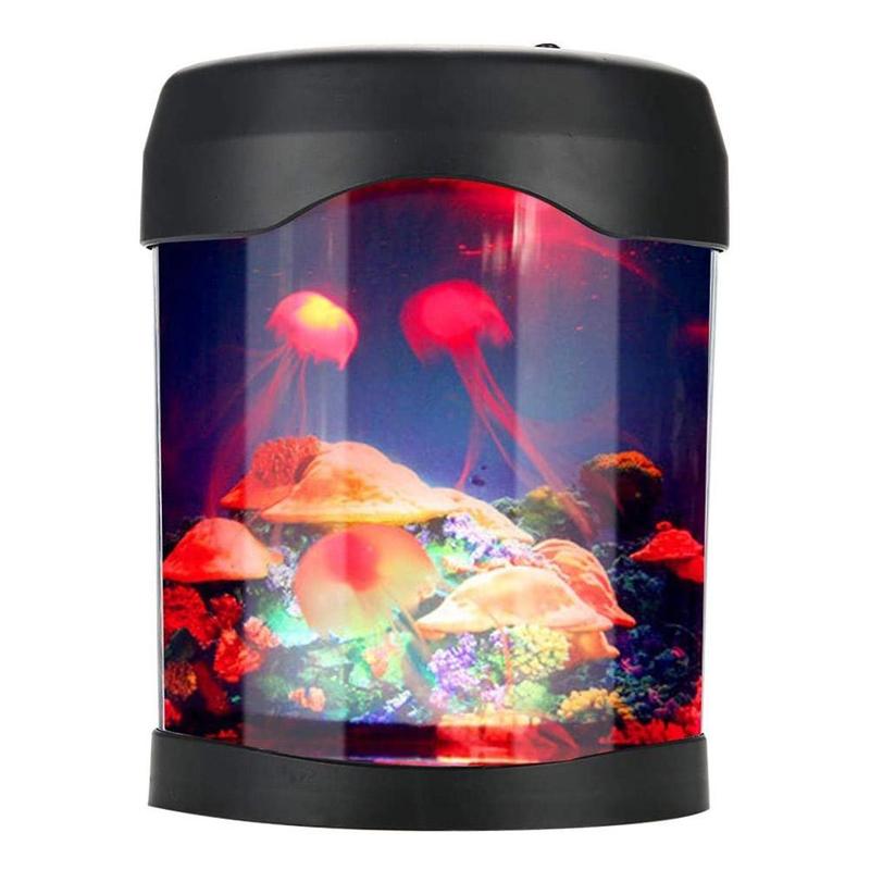 Mini Aquarium Jellyfish Lamp Night Home Decor USB Connection Artificial Fish Lighting Tank Changing LED Electric Color Bedr Z3P1