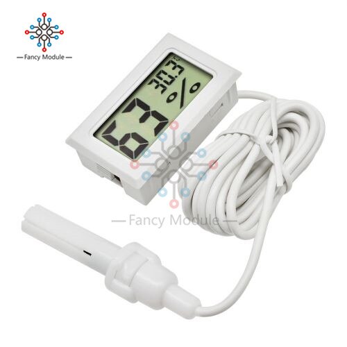 Mini LCD Digital Thermometer Hygrometer Temperature Indoor Convenient Temperature Sensor Humidity Meter Gauge Instruments Cable: White With Cable