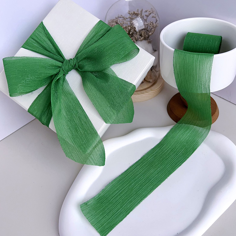 Chiffon Band Falten Gittergewebe Einfarbig Band DIY Schleife Kasten Blume Verpackung Verpackung Garn Band Hochzeit Party Dekoration