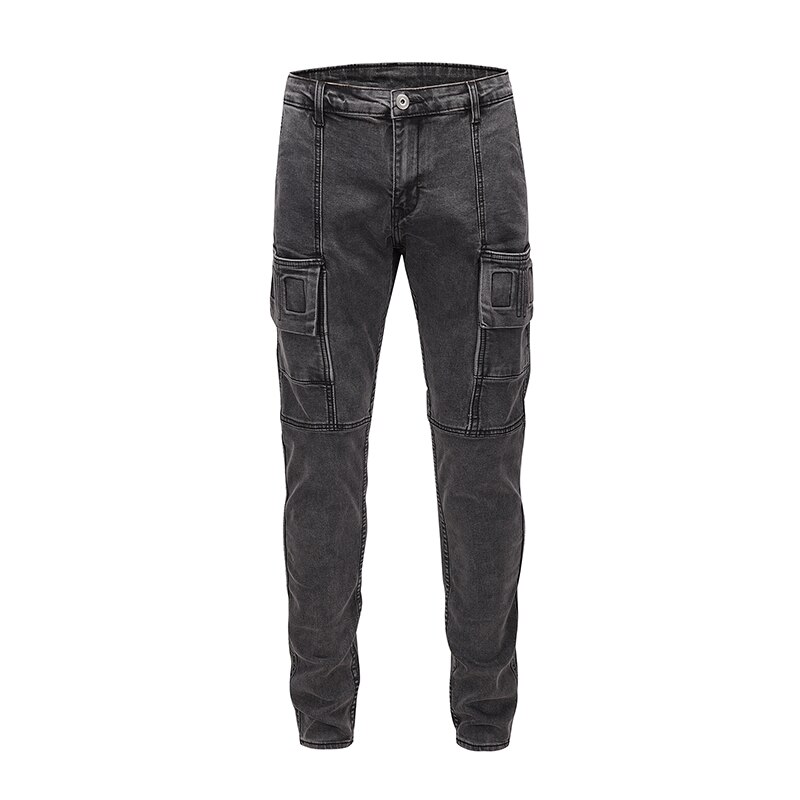 Harajuku hoch Straße Schwarz Grau strecken Jeans Männlichen retro Gewaschen Multi-tasche Denim Hosen Hüfte hüpfen Zerrissene Jeans Hosen Overall: asiatisch M