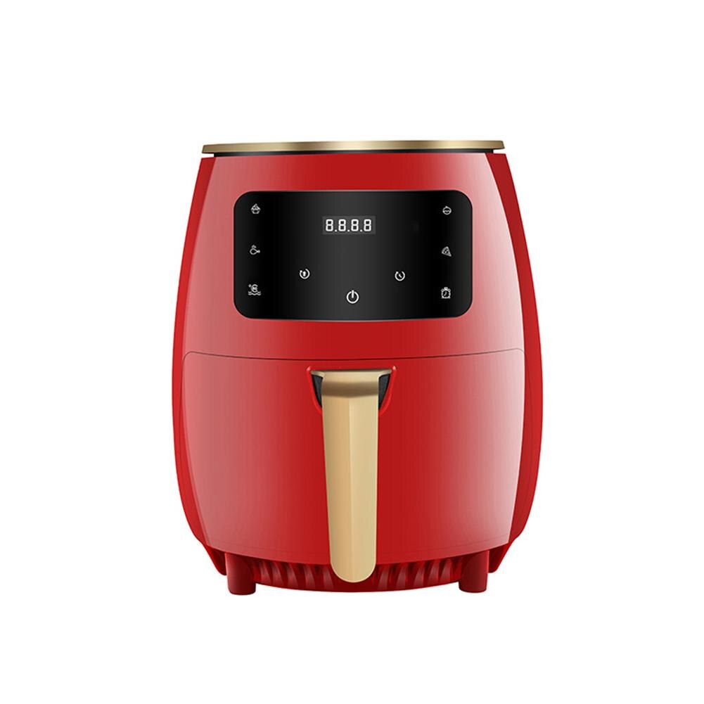 4.5L 1400W Air Fryer Oil free Health Fryer Cooker LED Deep Fryer With Anti-skid Handle Non-fume Touch Screen Smart Oven Bake: Red US plug