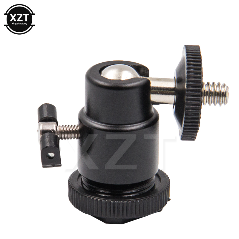 soporte de montaje giratorio 360 con tornillo de 1/4 ", Mini trípode de aluminio con cabeza de bola, soporte para Flash para cámara Canon Nikon Video DSLR DV