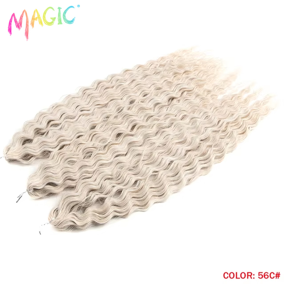 Magic Crochet Hair Soft Water Wave Dreadlocks Afro Curls Braid Hair 22" Ombre Blonde Red Kanekalon Hair Extensions For Women