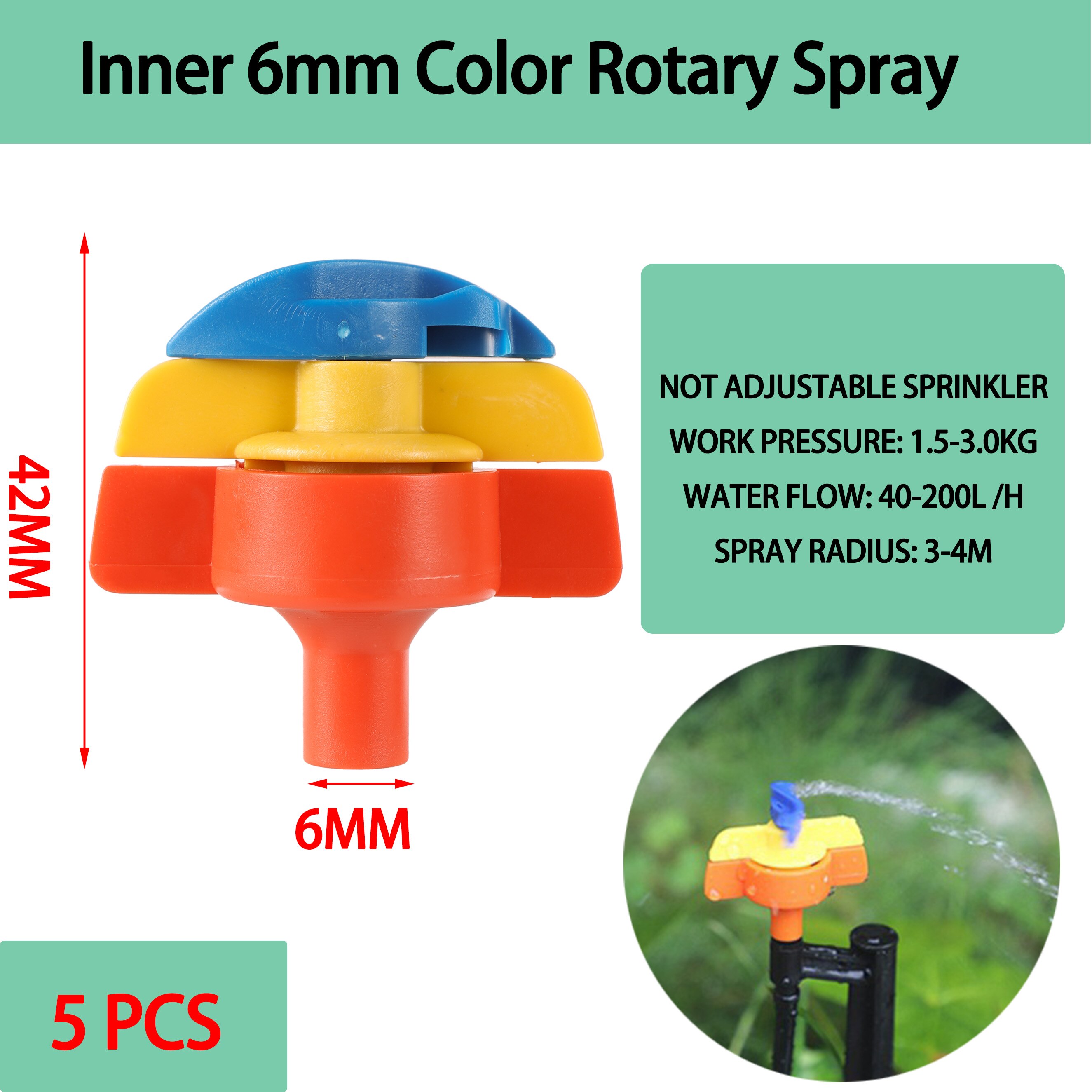 6mm Rotary Sprinkler Garden 360 Degree Rotary Hanging Atomizing Nozzle Watering Anti-Drip Anti-Leak Drip Irrigation Accessories