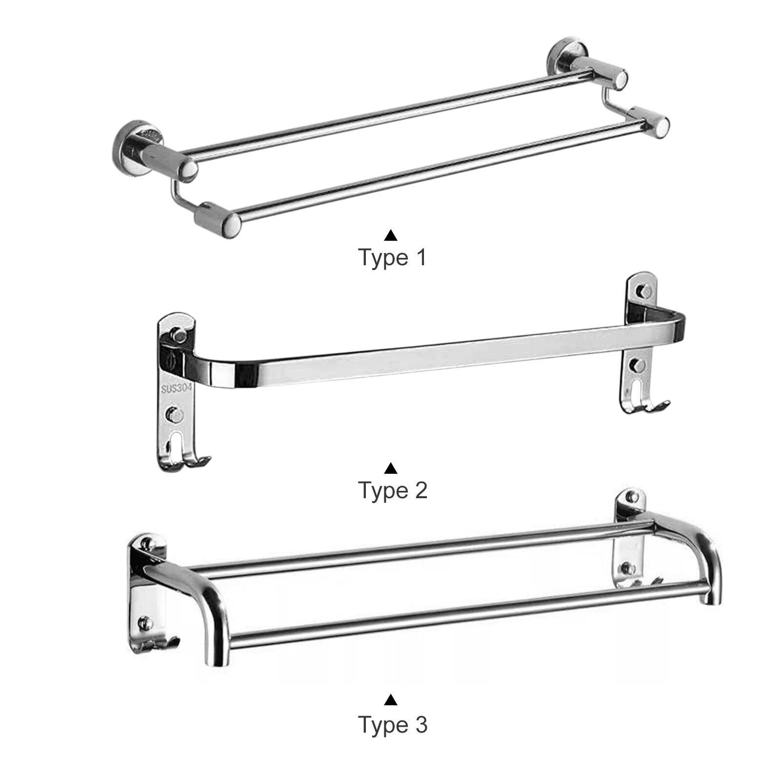 Bath Towel Rack Double-bar Bathroom Shelves Wall Mounted Drilling Towel Holder Stainless Steel Towel Shelf 23 Inch