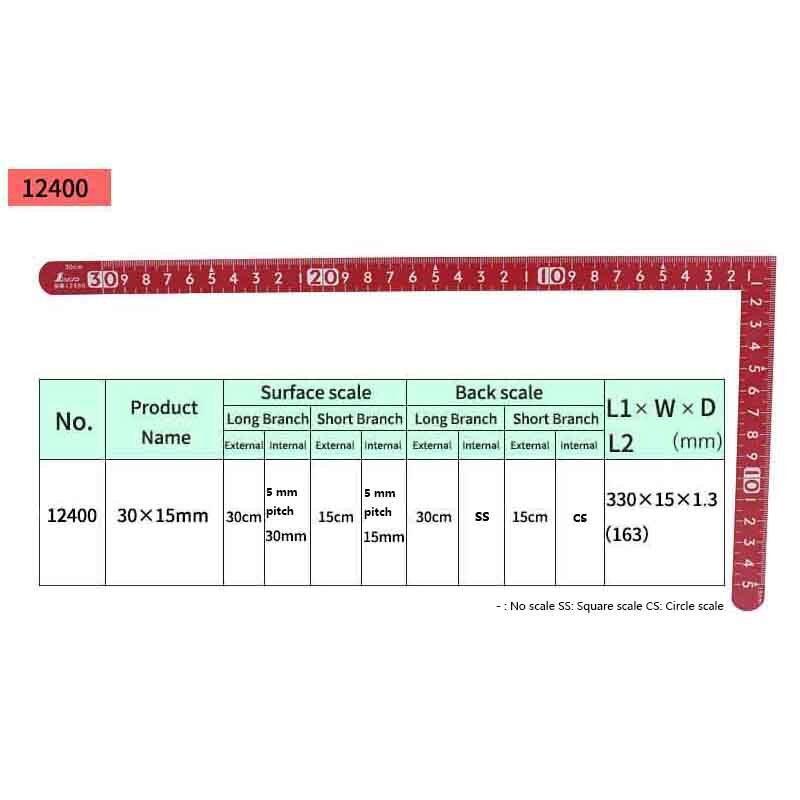 Penguin SHINWA Carpenter&#39;s Squares Curve Ruler 30*15cm Reverse Angle Scale 12400 12416 12411 12476: 12400