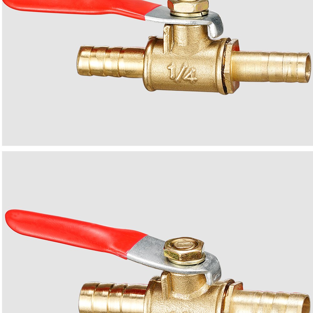 6mm 8mm 10mm12mm Hose Barb red handle Valve Inline Brass Water Oil Air Gas Fuel Line Shutoff Ball Valve Pipe Fittings