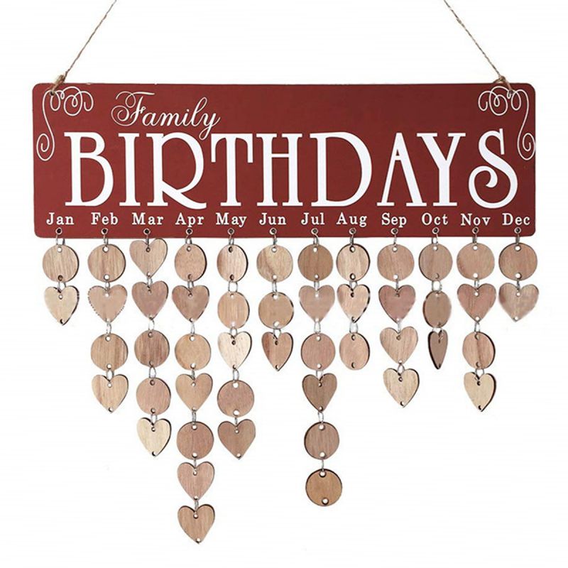 Wood Birthday Reminder Board Ply Plaque Sign Family DIY Calendar Home Decor Special Dates Reminder Board