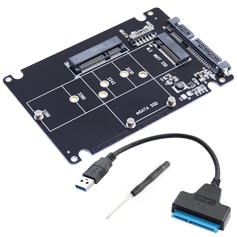 M .2 ngff eller msata till sata 3.0 adapter usb 3.0 to 2.5 sata hårddisk 2 in 1 omvandlare läsarkort med kabel för pc laptop