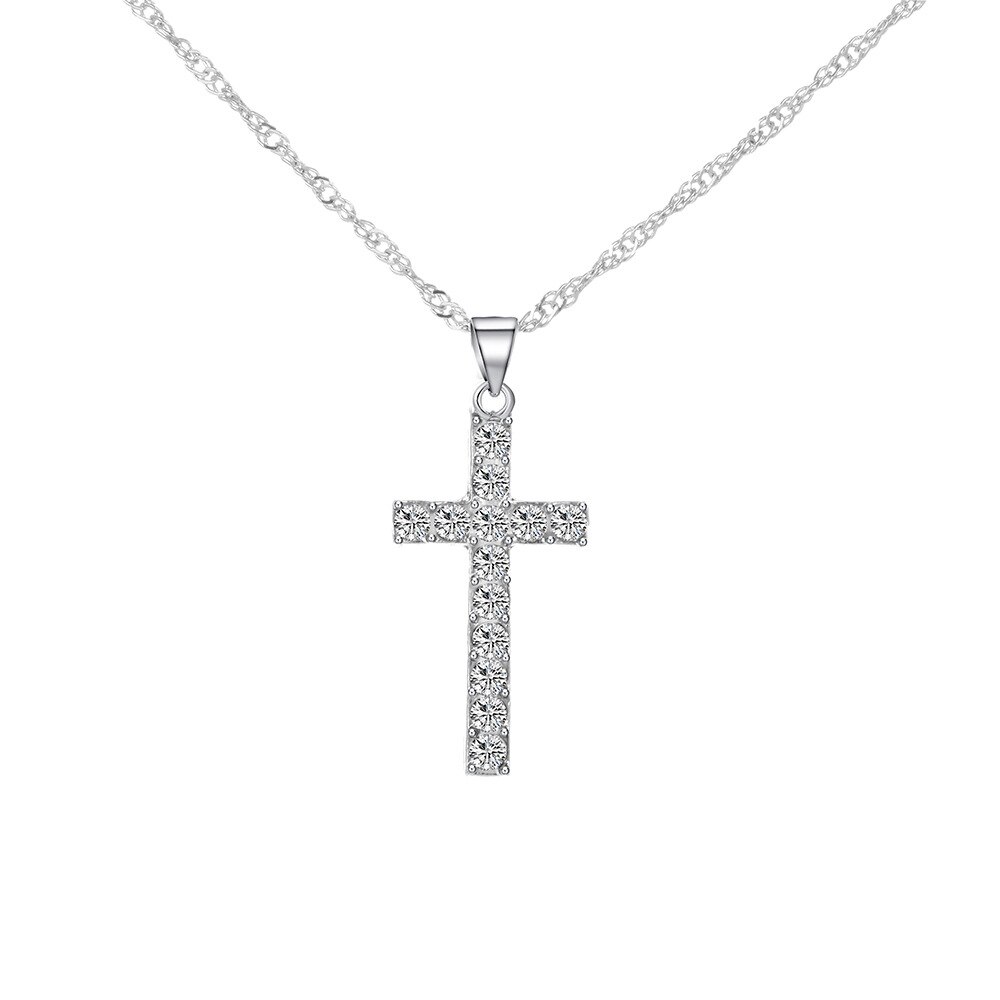 Mode Vrouwelijke Kruis Hangers Rhinestones Crystal Jesus Cross Hanger Collier Sieraden Voor Mannen/Vrouwen: Default Title