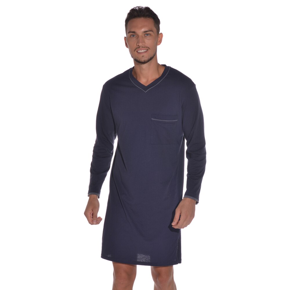 V Neck Casual Breathable Comfort Sleeping Robe Men Long Sleeve Spring Autumn Dressing Gown Sleepwear