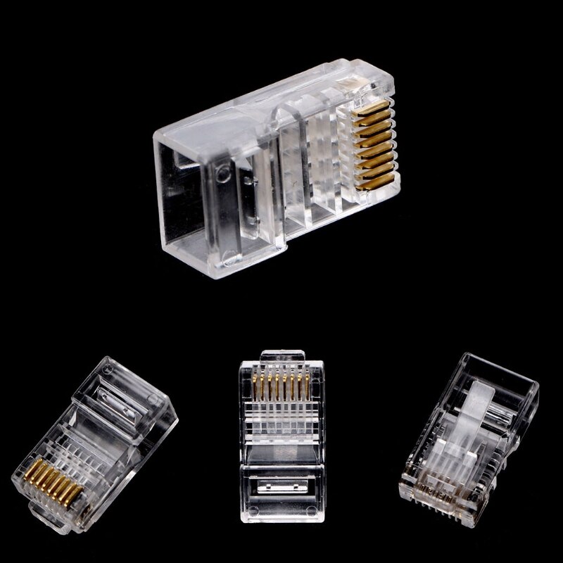 100Pcs RJ45 8-Pin Connector CAT6 Netwerk Kabel Modulaire Ethernet Crystal Stekkers