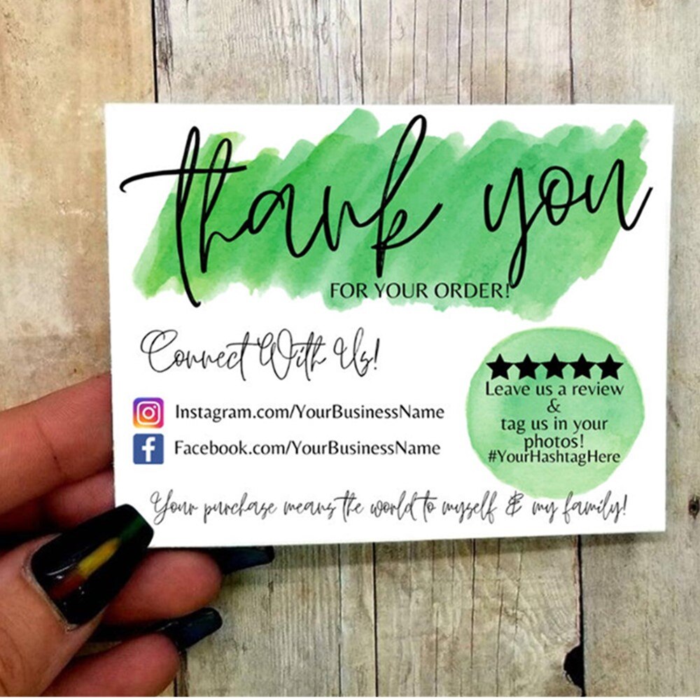 Custom social media business cards Yellow, Thank You, Card Branding Facebook Promo, 3.5" x4" Small Shop Card,: cutom color4 / 50 PCS