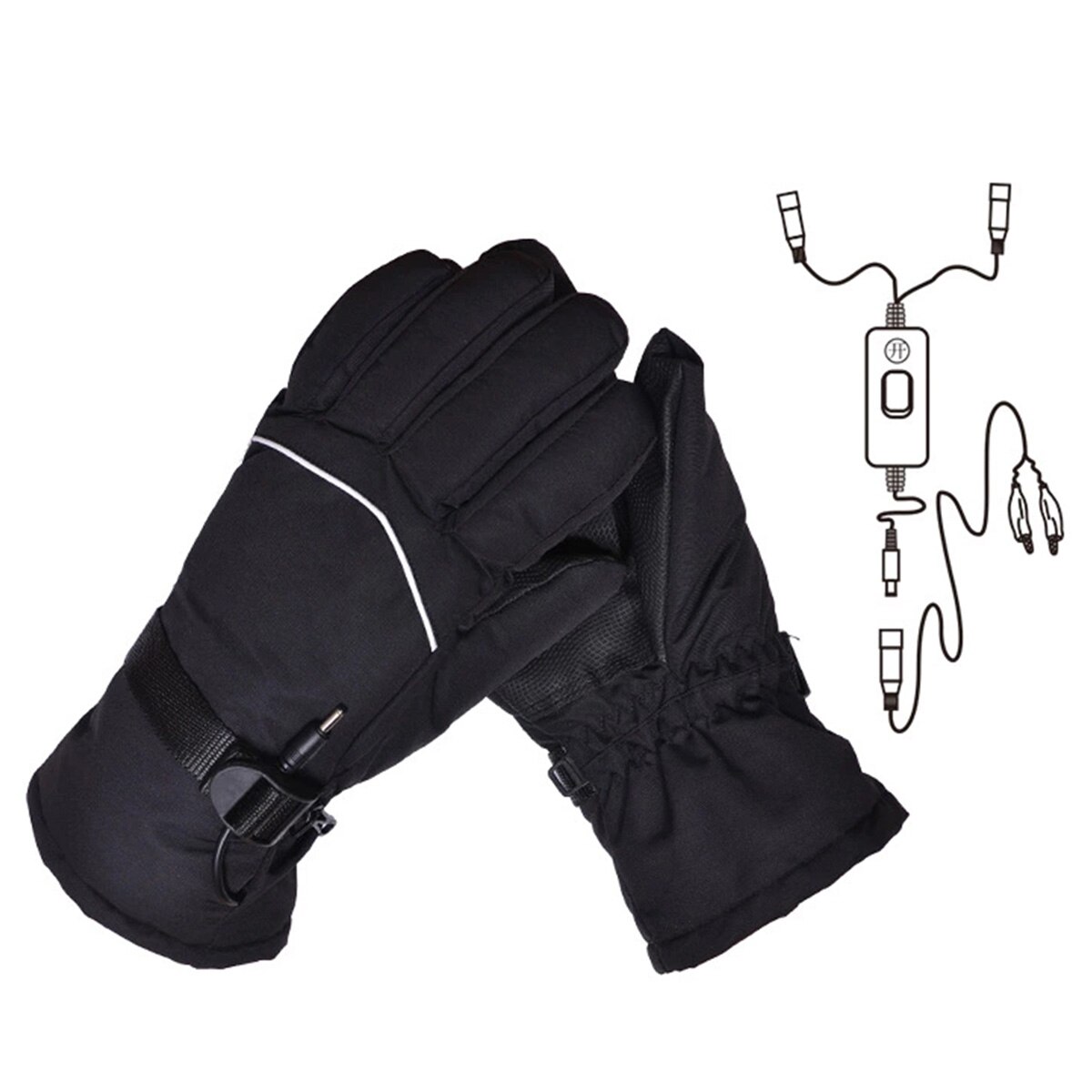 Elektrische Verwarmde Handschoenen Mannen Vrouwen Winter Verwarmde Handschoenen Motorfiets Antislip Waterdichte Hand Warm Thermische Skiën Handschoenen: 60V Black