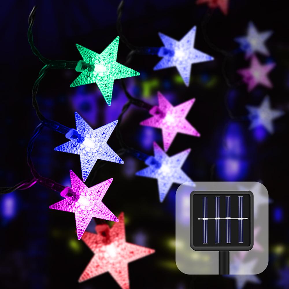 Luz LED de estrella de energía Solar 100/200, guirnaldas parpadeantes, lámpara de Navidad, , Halloween, Hada de la decoración, luces de jardín: Multicolor