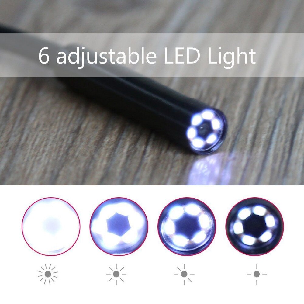 7mm 2in1 Android USB Endoscope Camera 2M 5M Smart Android Phone OTG USB Borescope Snake Tube Inspection Camera 6PC LED