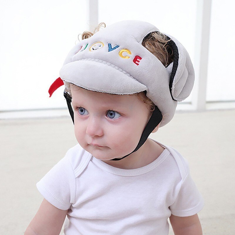 Baby cap spædbarn hovedbeskyttelse åndbar blød hat hjelm anti-kollision sikkerhed sikkerheds hjelm sport spille beskyttende hætter: Hvid