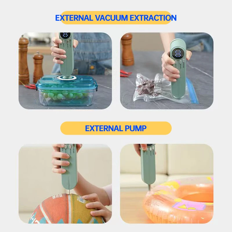 Mini máquina selladora al vacío, rollos de bolsas, sellador de alimentos, sistema compacto de conservación de alimentos con bolsas de vacío y kit de herramientas de inhalación