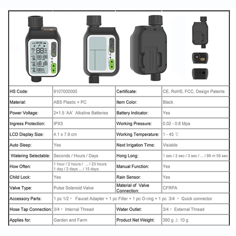 Automatic Irrigation Water Timer with Rain Lcd Screen Sprinkler Controller Outdoor Garden Watering Timer Device Controller Tool