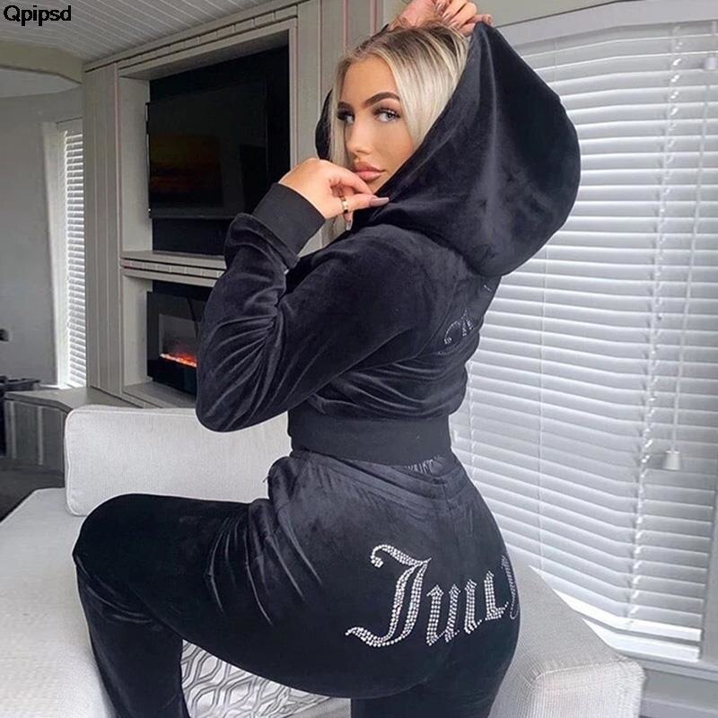 Neue Trainingsanzug Frauen Samt Saftig Trainingsanzug Coutoure Couture Spur Anzug Zwei Stück einstellen Coture Sweatsuits Für Frauen Hosen Stes