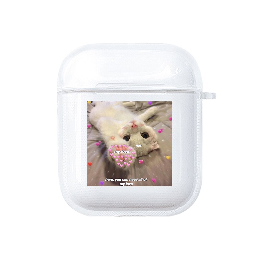 Silicone MEMES case for Apple Airpods 1 2 Case Transparent Soft Cover for Air Pod Dogs meme Case protective Airpods Cover Fundas: PS101010