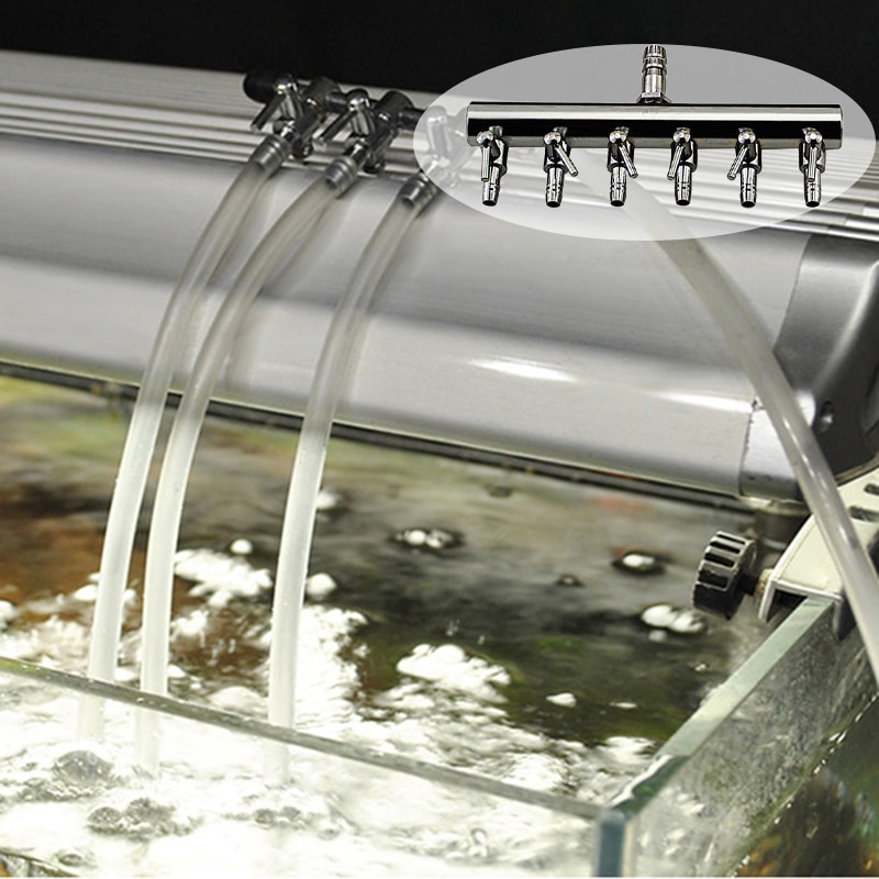 6 holes 4mm stainless steel fish tank air control valve air splitter oxygen distributor fish tank water tank air pump splitter