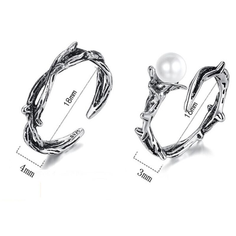 NEHZY 925 Sterling Silver Ring Hollow Woman Jewelry Adjustable Couple Ring Retro Pearl Thai Silver Black