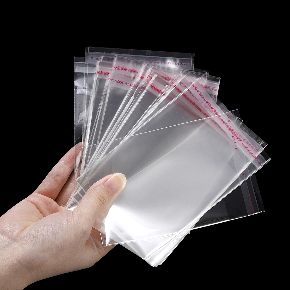 100 stks/partij Transparante Zelfklevende Seal Zakken OPP Plastic Cellofaan Zakken Tas & Pouch Sieraden Verpakking Zakken