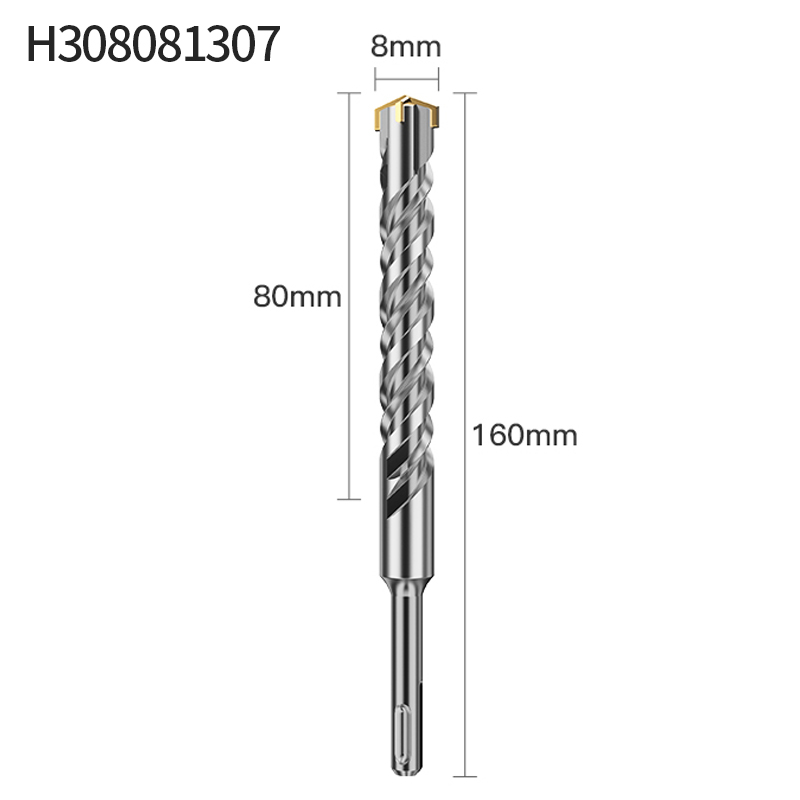LIDIAO Round Handle Concrete Drill Bit with Double Helix Groove and Four Blades Tungsten Steel Drilling Diameter 6 to 14mm: grey