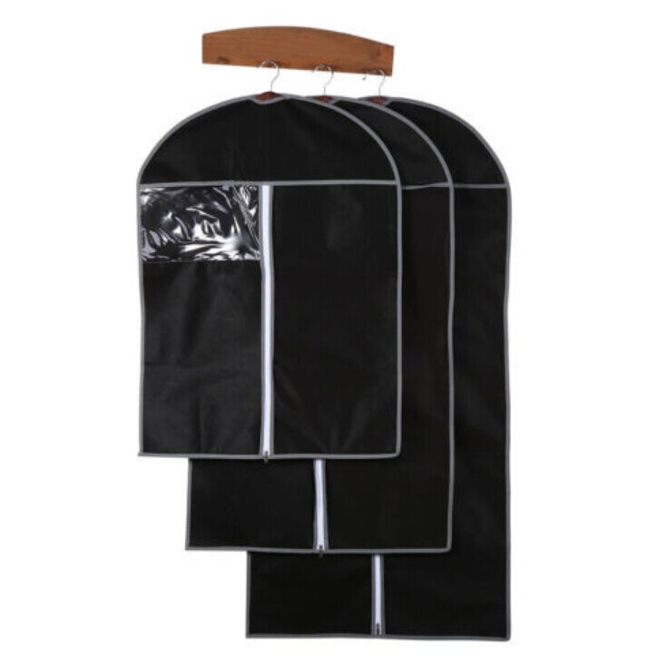 Fundas de tela no tejida para ropa, funda para trajes y ropa, bolsa de almacenamiento a prueba de polvo, Protector transpirable, color negro