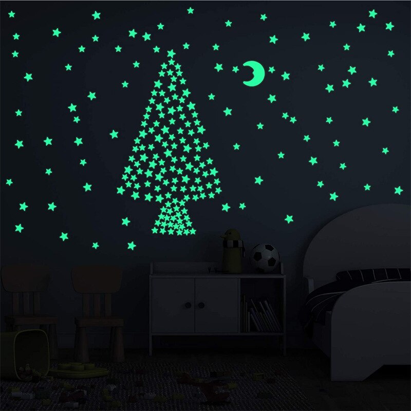 Autocollants muraux étoiles 3D phosphorescents, 100 pièces, lueur dans la nuit, autocollants muraux lumineux pour chambre d'enfants, bébé, chambre à coucher, plafond, décoration de la maison