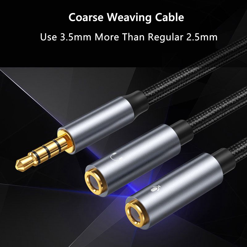 Cable de Audio auxiliar Jack de 3,5mm macho a hembra, adaptador divisor de 1 a 2, 4 polos con micrófono estéreo para PC, auriculares, micrófono de altavoz para coche