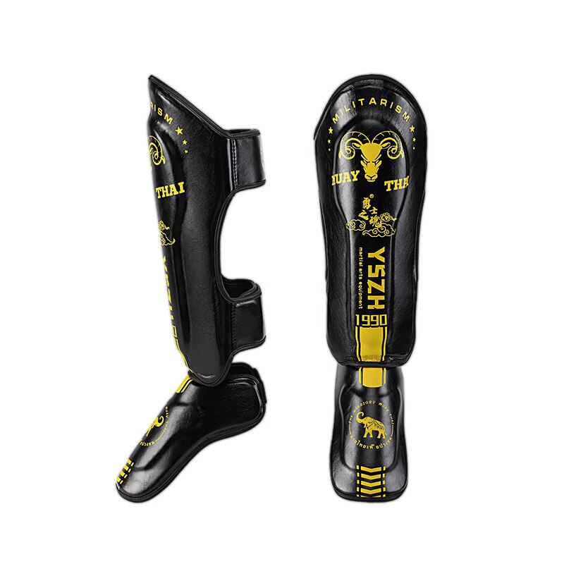 BN Thicker Boxing Shin Guards KickBoxing Fitness Anckle-support EVA Protection MuayThai Sanda Leg Shin Pad Taekwondo Guard: Navy Blue / M 135cm to 159cm