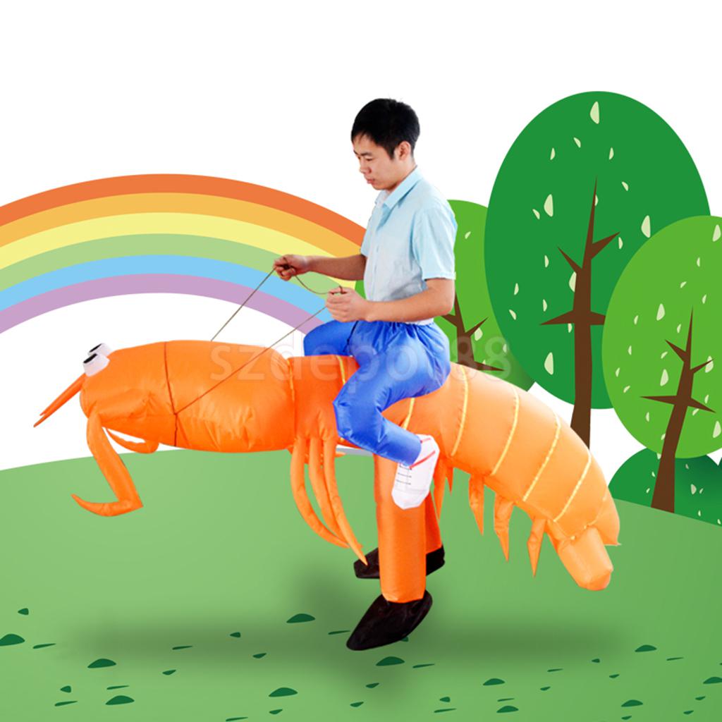 Nouvelle offre spéciale gonflable homard Costume grand drôle mante crevette cavalier Halloween noël déguisement faveurs