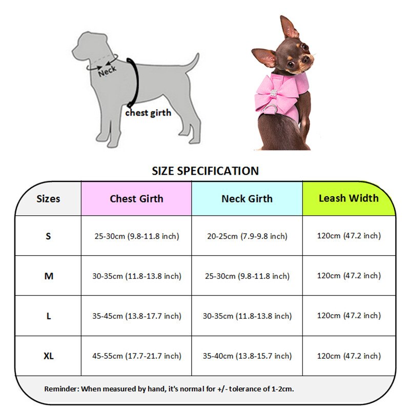 Harnais en cuir suédé souple pour petit chien, pour chiot, Chihuahua Yorkie, mignon, avec nœud en laisse, strass rose