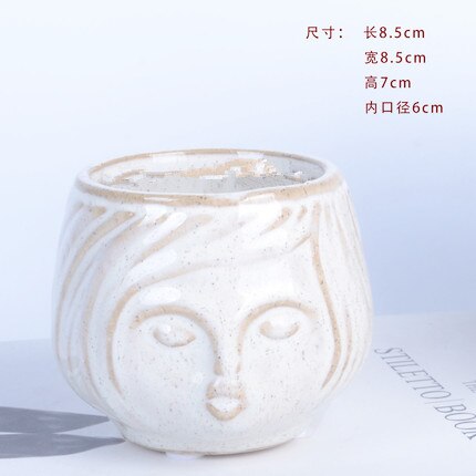 Pots de fleurs 3D en ciment pour hommes et filles, divers motifs, jardinière en béton, argile, plâtre, résine, fabrication artisanale: Clair