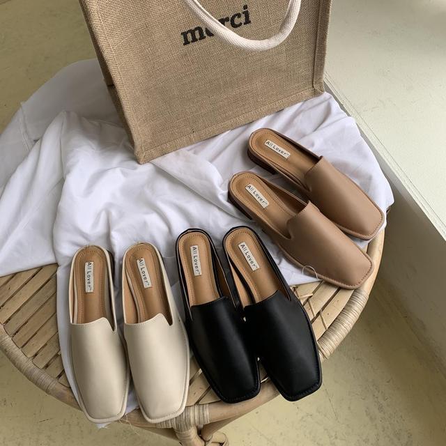 Solid sommer strand flade sandaler kvinder vintage firkantede tøfler sandaler kvinder dame sko kvinder muldyr  ab328