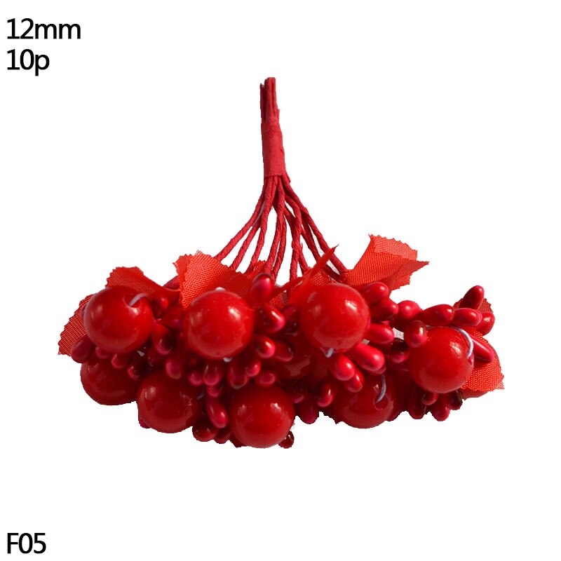 Lot de 1 assortiment de baies de cerisier | Rouge, bricolage, boîte de gâteau de mariage, couronne, décoration de noël du nouvel an: F05