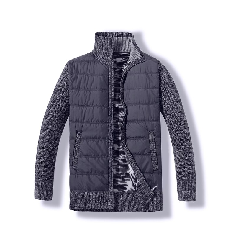 Miesten neuleet syksy talvi lämmin neulottu pusero takit neuletakit miesten vaatteet vapaa-ajan neuleet tilkkupusero: Tummanharmaa / Xxxl