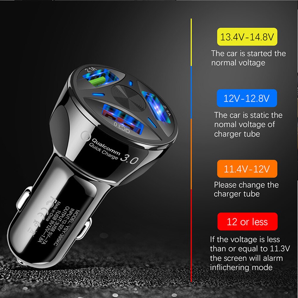 GTWIN Quick Charge 3 USB Car Charger for iPhone 12 Pro Max Samsung S21 Xiaomi Mobile Phone 3A Fast Charging QC 3.0 USB Charger