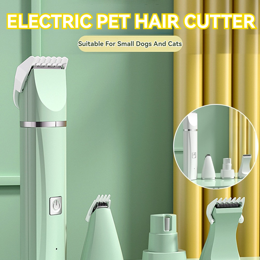 4 in 1 elektrischer Haarschneider für Haustiere, Haarschneider für Hunde und Katzen, wiederaufladbarer USB-Haustierrasierer-Haarschneider